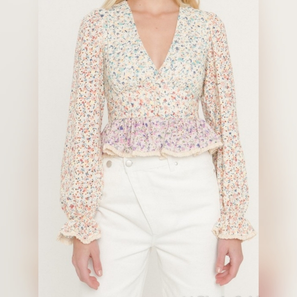 Multi Color V-Neck Blouse - Picture 7 of 7